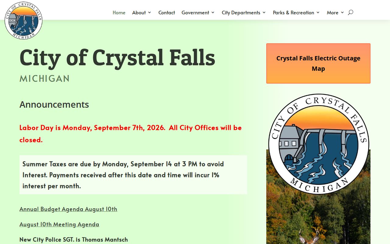 Crystal Falls court docket search city hall contact page