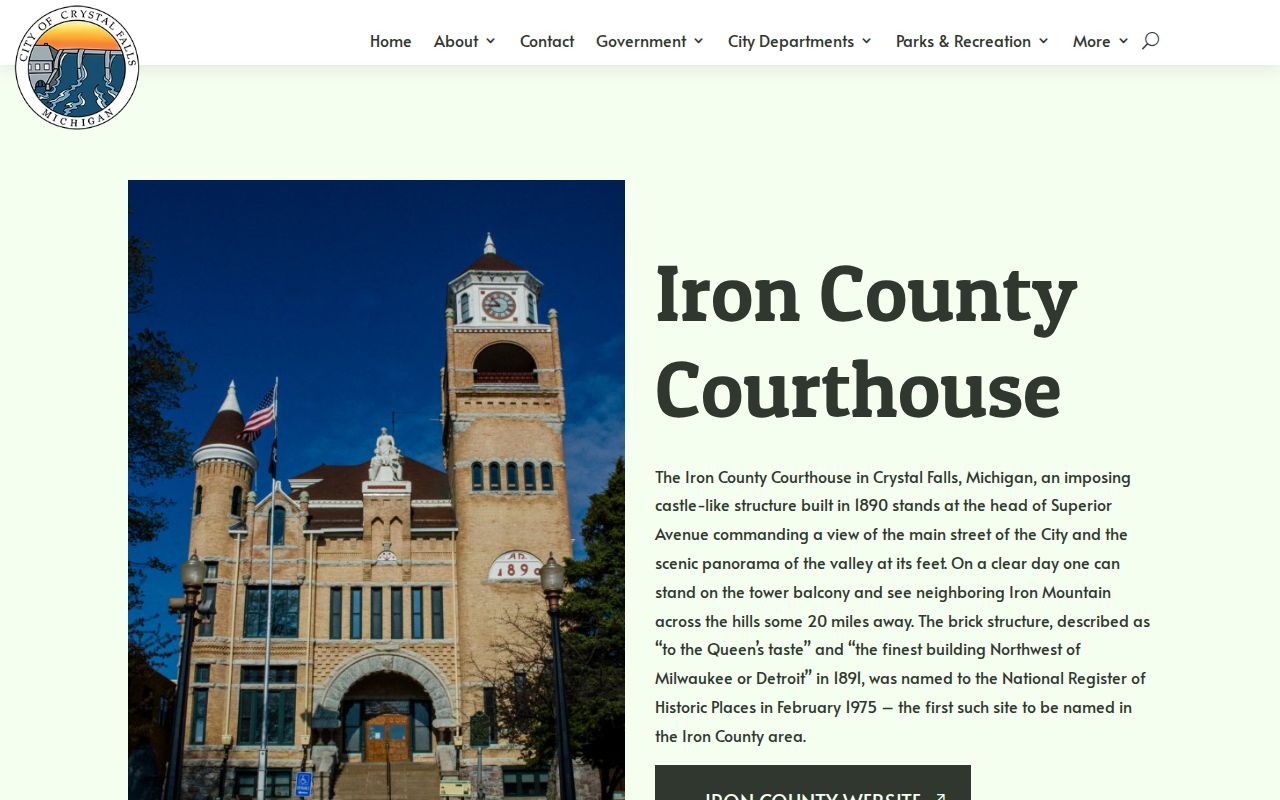 Crystal Falls court docket search historic courthouse building