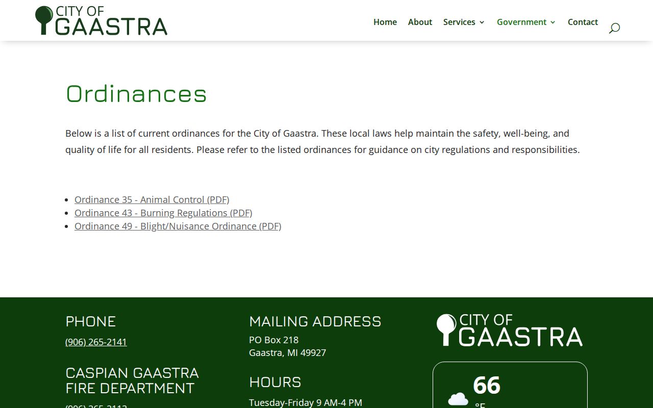 Gaastra court docket search ordinance index page