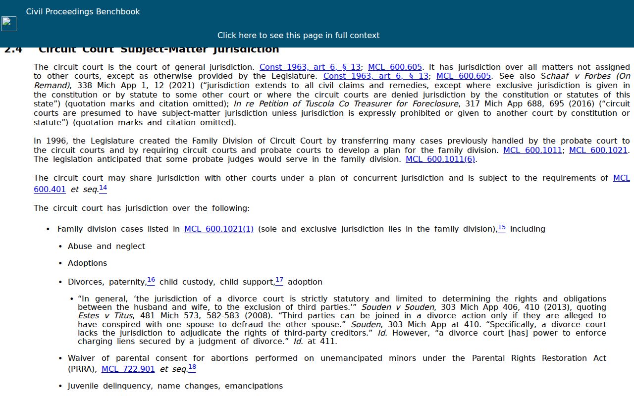 Iron County civil docket circuit-court jurisdiction reference