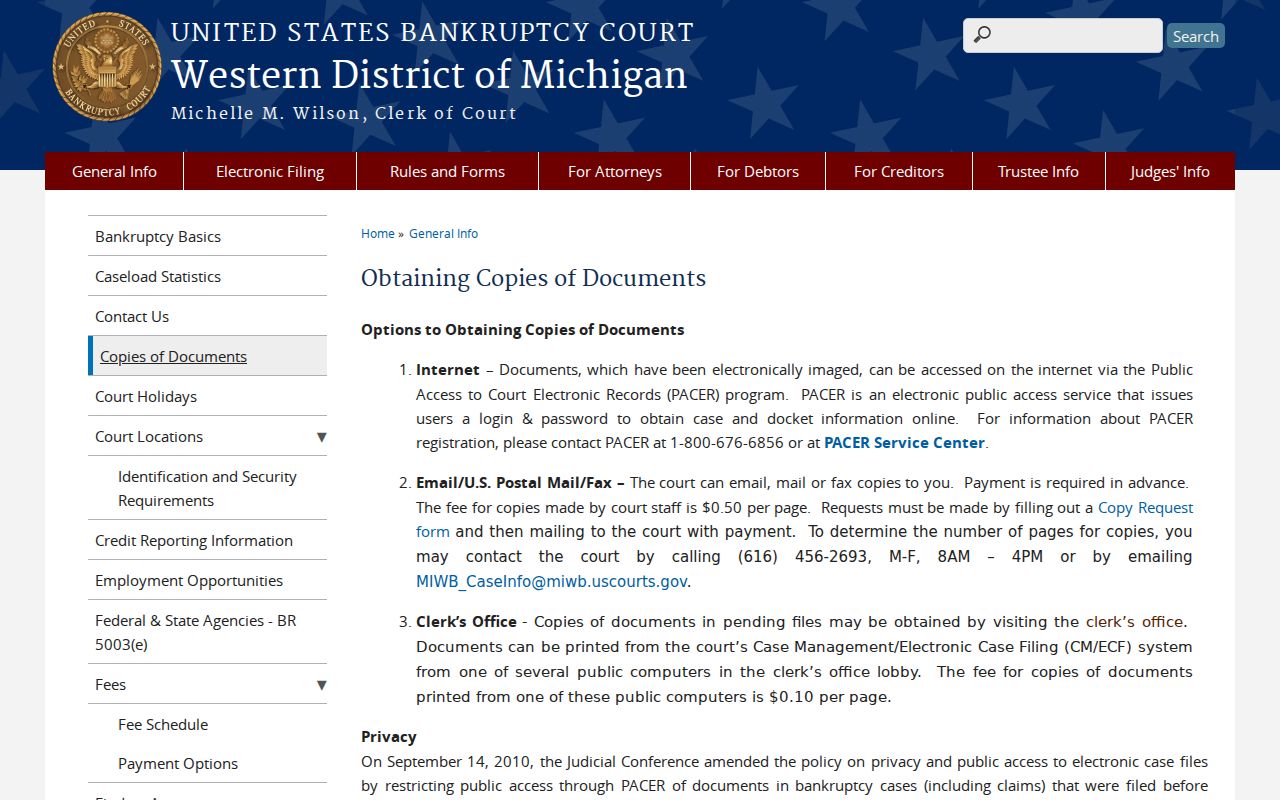 Iron County court docket federal bankruptcy records request